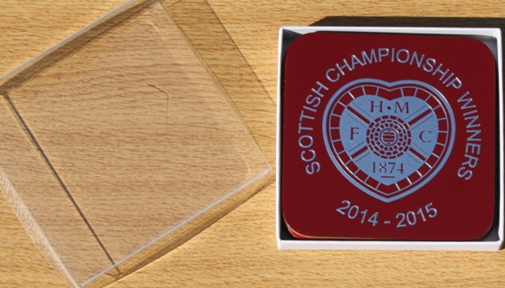 Set of four 93mm square coasters in presentation box